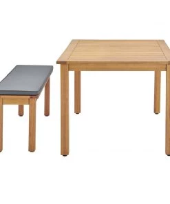 Modway Outdoor Tables Syracuse Outdoor Patio Dining Table And Bench Set Natural Gray