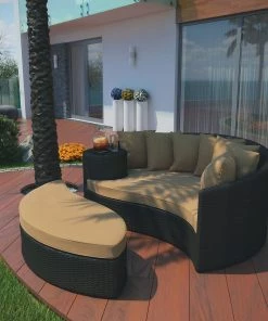 Modway Taiji Outdoor Patio Wicker Daybed Espresso Mocha Outdoor Daybeds