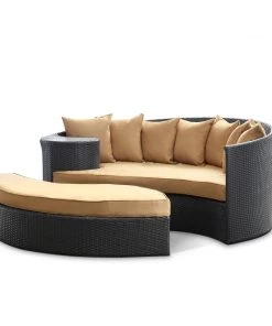 Modway Taiji Outdoor Patio Wicker Daybed Espresso Mocha Outdoor Daybeds