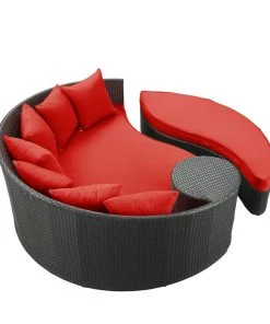 Modway Outdoor Daybeds Taiji Outdoor Patio Wicker Daybed Espresso Red