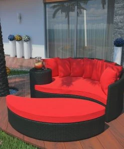 Modway Outdoor Daybeds Taiji Outdoor Patio Wicker Daybed Espresso Red