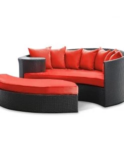 Modway Outdoor Daybeds Taiji Outdoor Patio Wicker Daybed Espresso Red