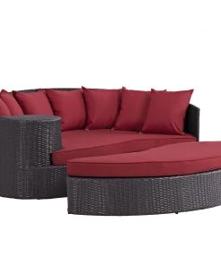 Modway Outdoor Daybeds Taiji Outdoor Patio Wicker Daybed Espresso Red