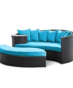 Modway Taiji Outdoor Patio Wicker Daybed Espresso Turquoise