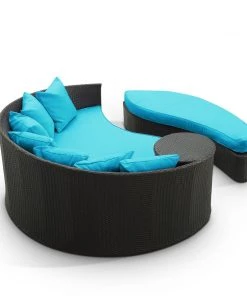 Modway Taiji Outdoor Patio Wicker Daybed Espresso Turquoise