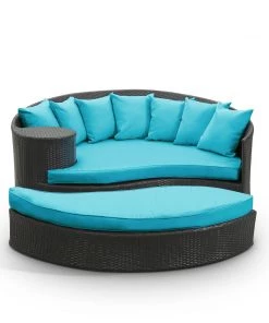 Modway Taiji Outdoor Patio Wicker Daybed Espresso Turquoise