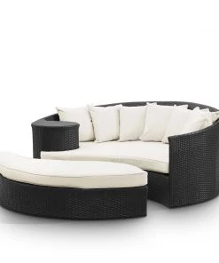 Modway Taiji Outdoor Patio Wicker Daybed Espresso White