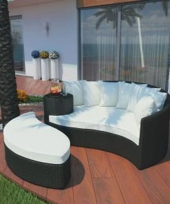 Modway Taiji Outdoor Patio Wicker Daybed Espresso White