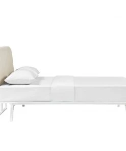 Modway Tracy Queen Bed White Beige
