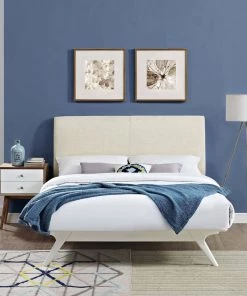 Modway Tracy Queen Bed White Beige