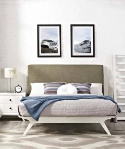 Modway Tracy Queen Bed White Latte Beds