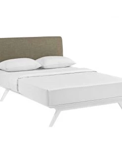 Modway Tracy Queen Bed White Latte Beds
