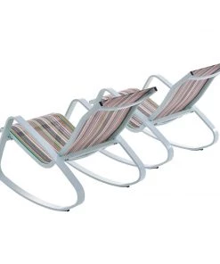 Modway Traveler Rocking Lounge Chair Outdoor Patio Mesh Sling Set Of 2