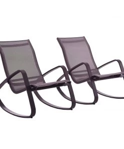 Modway Traveler Rocking Lounge Chair Outdoor Patio Mesh Sling Set Of 2