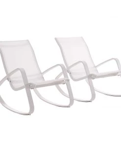 Modway Traveler Rocking Lounge Chair Outdoor Patio Mesh Sling Set Of 2