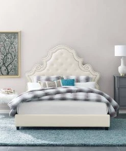Modway Beds Valentina Queen Tufted Nailhead Performance Velvet Platform Bed Ivory 10 Modway Beds Valentina Queen Tufted Nailhead Performance Velvet Platform Bed Ivory