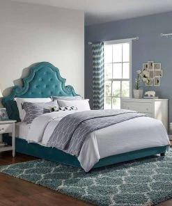 Modway Valentina Queen Tufted Nailhead Performance Velvet Platform Bed Sea Blue Beds 10 Modway Valentina Queen Tufted Nailhead Performance Velvet Platform Bed Sea Blue Beds