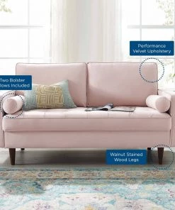 Modway Loveseats Valour Performance Velvet Loveseat Pink