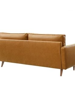 Modway Valour Upholstered Faux Leather Sofa Tan
