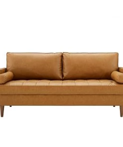 Modway Valour Upholstered Faux Leather Sofa Tan