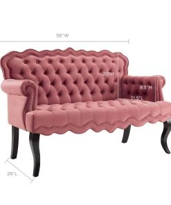 Modway Viola Chesterfield Button Tufted Loveseat Performance Velvet Settee Dusty Rose Loveseats