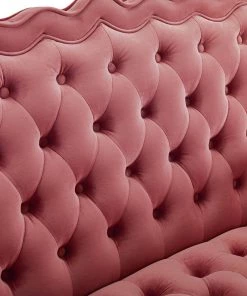 Modway Viola Chesterfield Button Tufted Loveseat Performance Velvet Settee Dusty Rose Loveseats