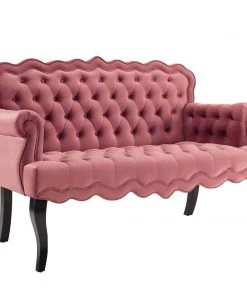 Modway Viola Chesterfield Button Tufted Loveseat Performance Velvet Settee Dusty Rose Loveseats