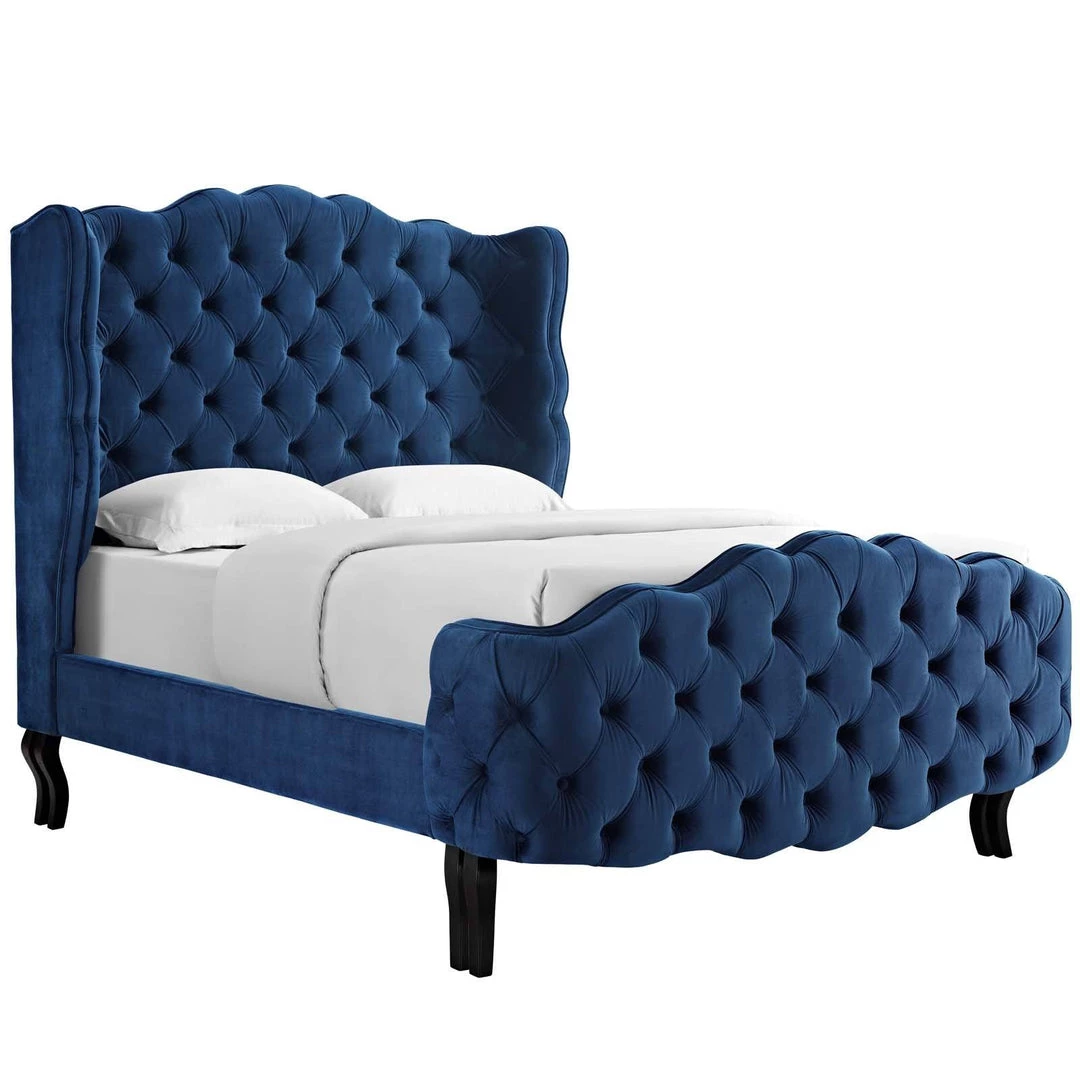 Modway Violette Queen Tufted Wingback Performance Velvet Platform Bed Navy 1 Modway Violette Queen Tufted Wingback Performance Velvet Platform Bed Navy