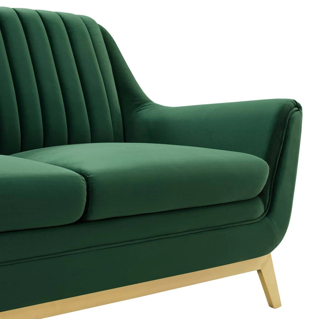 Modway Winsome Channel Tufted Performance Velvet Loveseat Emerald 5 Modway Winsome Channel Tufted Performance Velvet Loveseat Emerald
