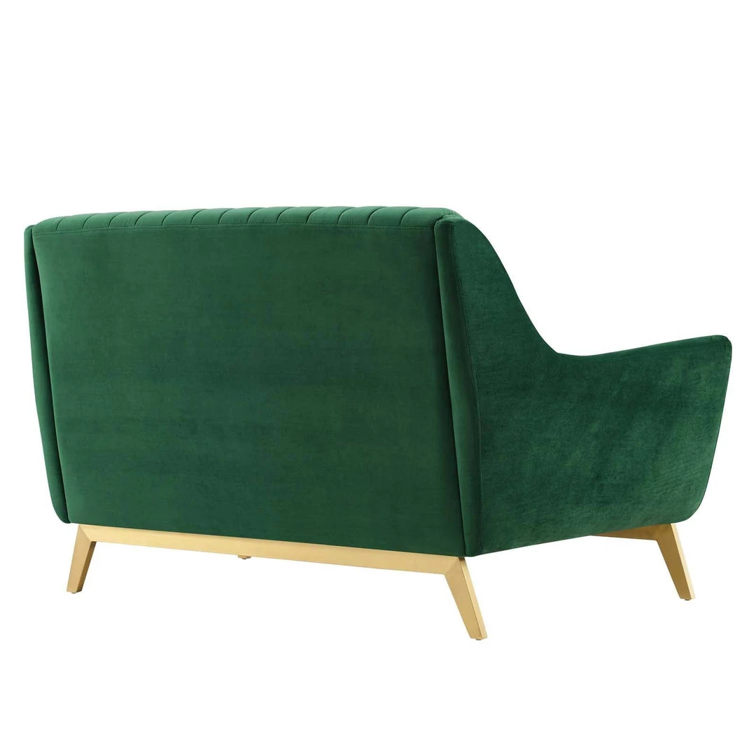 Modway Winsome Channel Tufted Performance Velvet Loveseat Emerald 3 Modway Winsome Channel Tufted Performance Velvet Loveseat Emerald
