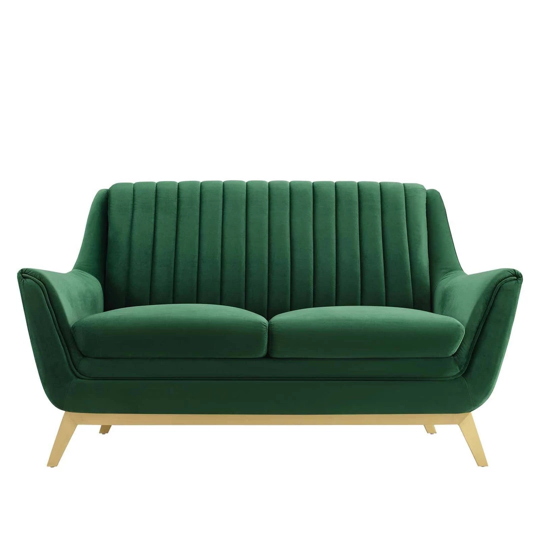 Modway Winsome Channel Tufted Performance Velvet Loveseat Emerald 4 Modway Winsome Channel Tufted Performance Velvet Loveseat Emerald