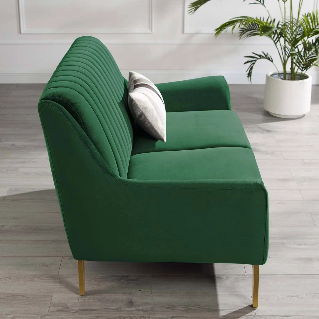 Modway Winsome Channel Tufted Performance Velvet Loveseat Emerald 7 Modway Winsome Channel Tufted Performance Velvet Loveseat Emerald