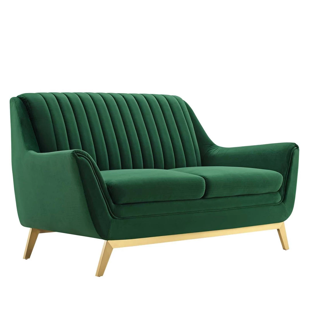 Modway Winsome Channel Tufted Performance Velvet Loveseat Emerald 1 Modway Winsome Channel Tufted Performance Velvet Loveseat Emerald