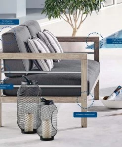 Modway Wiscasset Outdoor Patio Acacia Wood Loveseat Light Gray