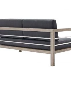 Modway Wiscasset Outdoor Patio Acacia Wood Loveseat Light Gray