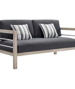 Modway Wiscasset Outdoor Patio Acacia Wood Loveseat Light Gray